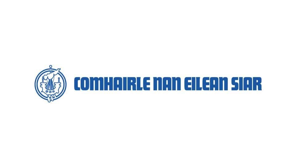 A blue text logo reads, 'comhairle nan eilean siar'
